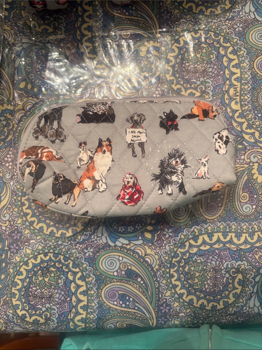 Vera Bradley Dog Show Print Clear Cosmetic Case w/ 3 pieces total of 4 pieces - Picture 2 of 10